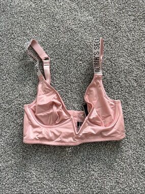 Victoria's Secret Light Pink Satin Bralette with Logo Straps